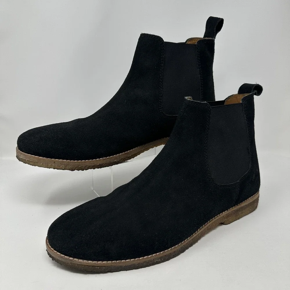 Hounds & Hammer Chelsea Boots Mens Size‎ 11 Black Suede Leather Elastic Gore
